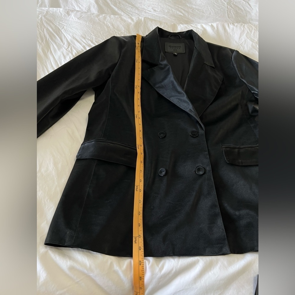 BLANKNYC Women’s Large Vegan Leather Double Breasted Blazer | Black - Picture 4 of 10